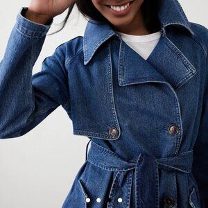 NWT. Banana Republic Denim Trench Coat. Large Petite. Jean Jacket